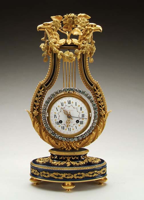 Appraisal: OUTSTANDING AND RARE LYRE FORM FRENCH MANTLE CLOCK SIGNED FESTEAU