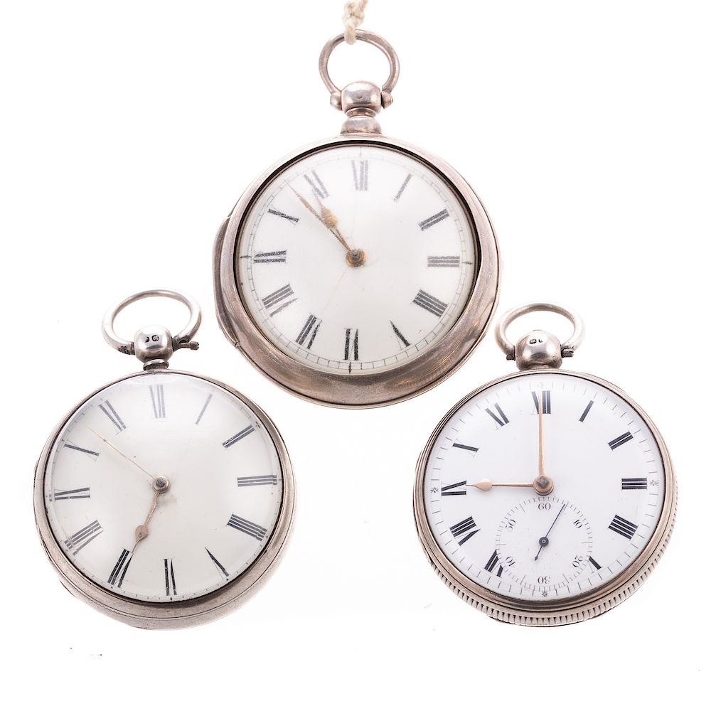 Appraisal: A Trio of Gentleman's Vintage Pocket Watches c silver pocket