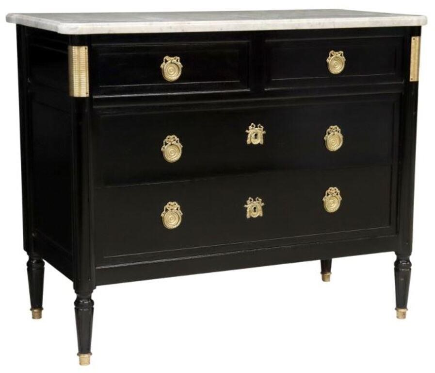 Appraisal: French Louis XVI style ebonized commode early th c having