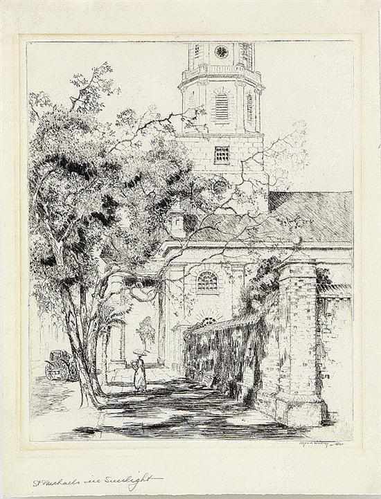 Appraisal: Alfred Hutty South Carolina - ST MICHAEL'S IN SUNLIGHT drypoint