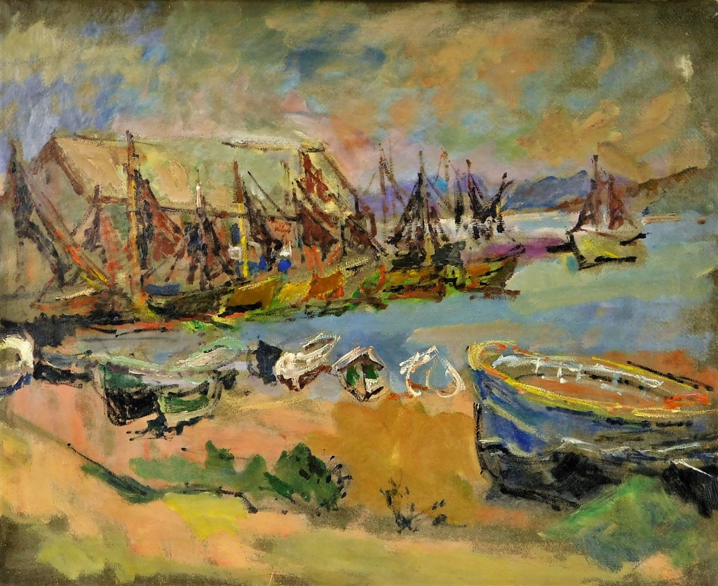 Appraisal: CLAUDE VANIER FRENCH SCHOOL HARBOR PAINTING France - Vibrant colorful