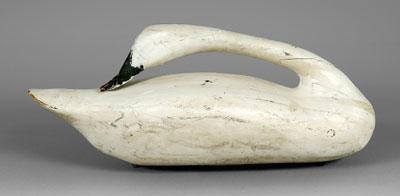 Appraisal: Preening swan confidence decoy carved and painted wood probably Back