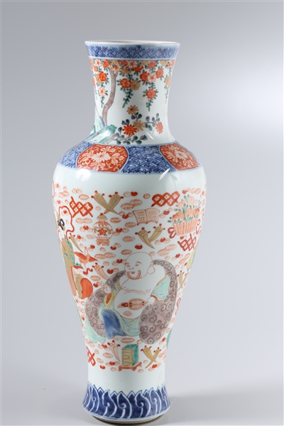 Appraisal: Chinese enameled porcelain vase depicting a variety of figures flowers