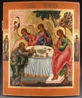 Appraisal: LARGE FINE RUSSIAN ICON OF THE TRINITY A LARGE AND