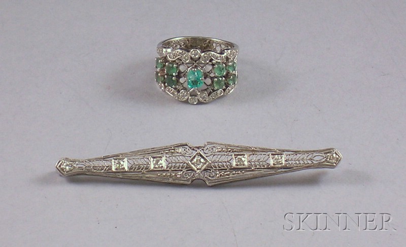 Appraisal: Two kt White Gold and Diamond Jewelry Items an Art