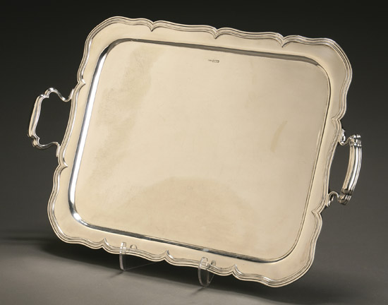 Appraisal: Edward VII Silver Tray Atkin Brothers Sheffield The rectangular tray