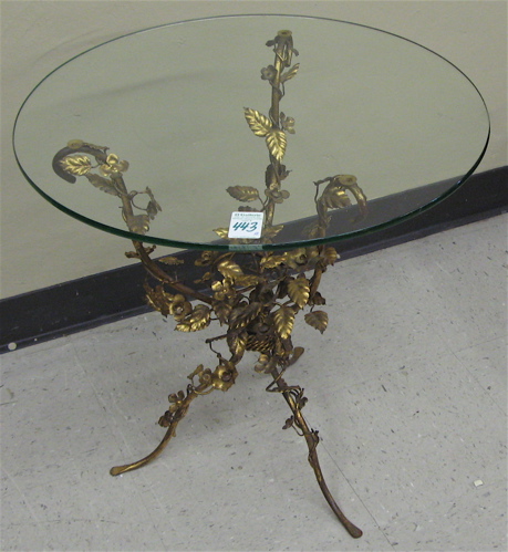 Appraisal: PAIR OF GLASS-TOP GILT METAL SIDE TABLES American mid th