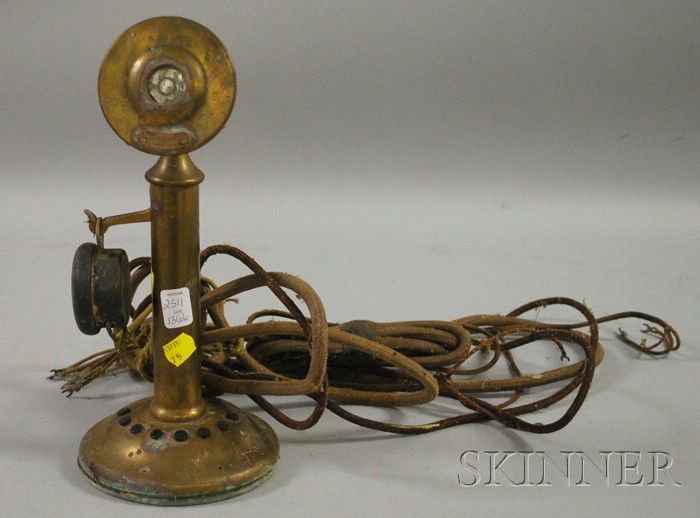 Appraisal: Brass Stick Telephone by Western Electric Company with button dialing