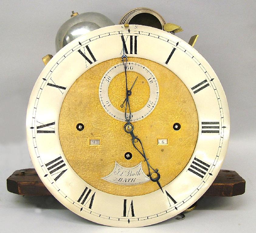 Appraisal: Good three train longcase clock movement the circular dial signed