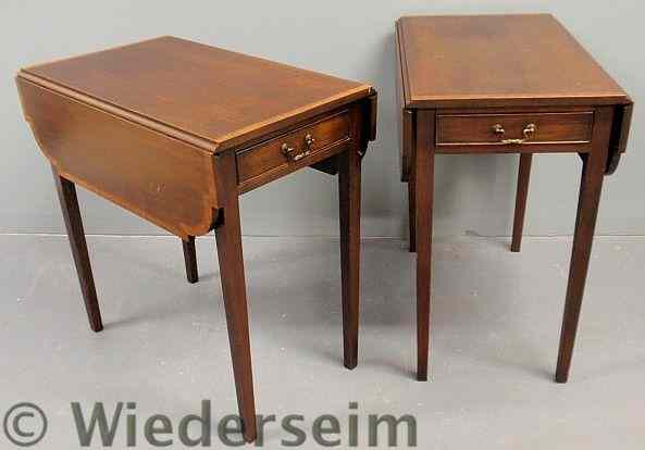 Appraisal: Pair of Hepplewhite inlaid mahogany drop-leaf side tables h x