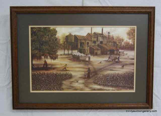 Appraisal: B Cummings Black Americana Cotton Gin PrintThis is a very