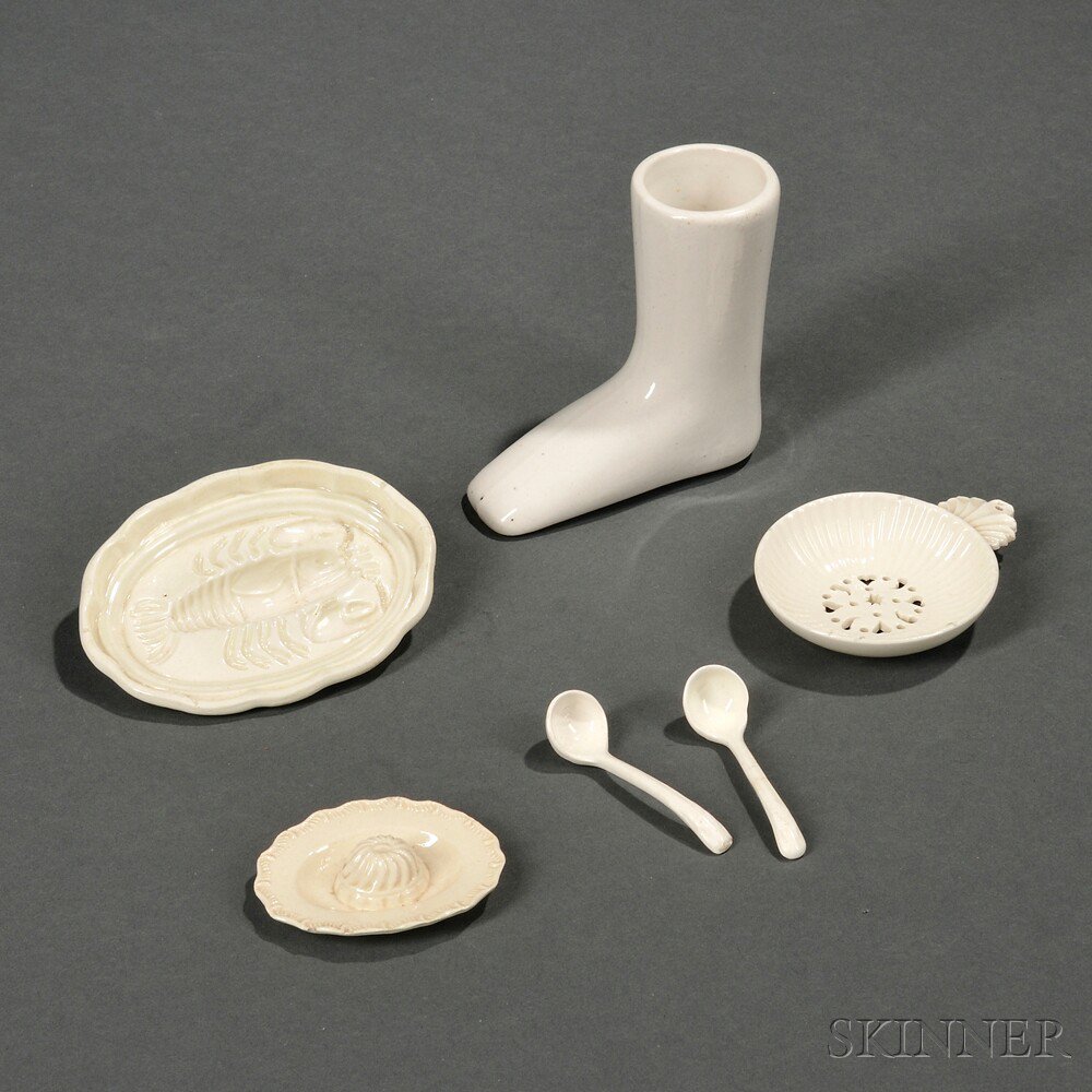 Appraisal: Six Small Creamware Items England th and th century a