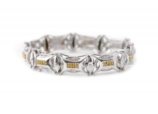 Appraisal: k White Gold White Yellow Diamond Bracelet Ladies k white