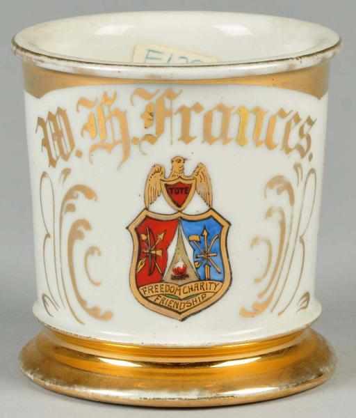 Appraisal: Fraternal Shaving Mug Gilt name W H Frances Shows the