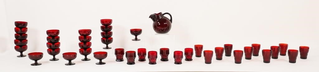 Appraisal: PIECES RUBY GLASSWARE piece ruby glass lot Pitcher H set