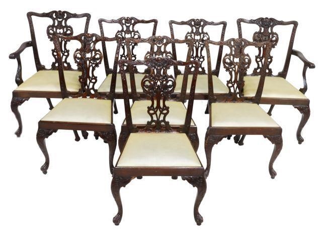 Appraisal: lot of Chippendale style dining chairs th c having richly