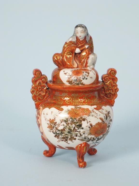 Appraisal: A th Century Satsuma Koro with figure to the cover