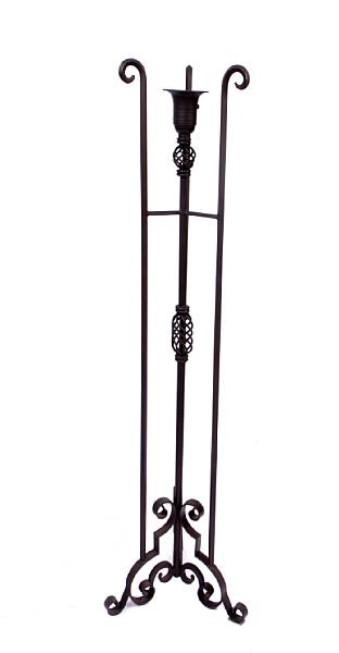 Appraisal: A patinated metal and glass floor lamp height ft in