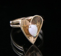 Appraisal: A Yellow Gold Ladies' Ring Set With An Opal A