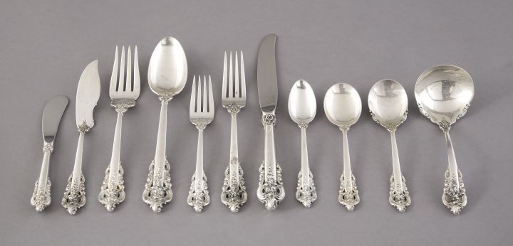 Appraisal: Seventy-Seven-Piece Wallace Grande Baroque Sterling Flatware Service for twelve persons