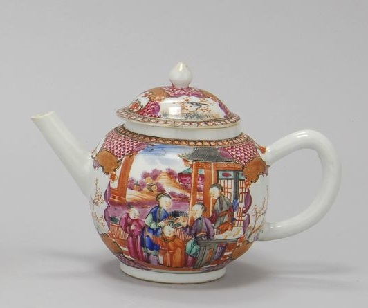 Appraisal: CHINESE EXPORT PORCELAIN TEAPOT Circa In globular form with white