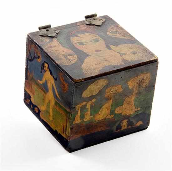 Appraisal: Folk art pictorial painted box late th early th century