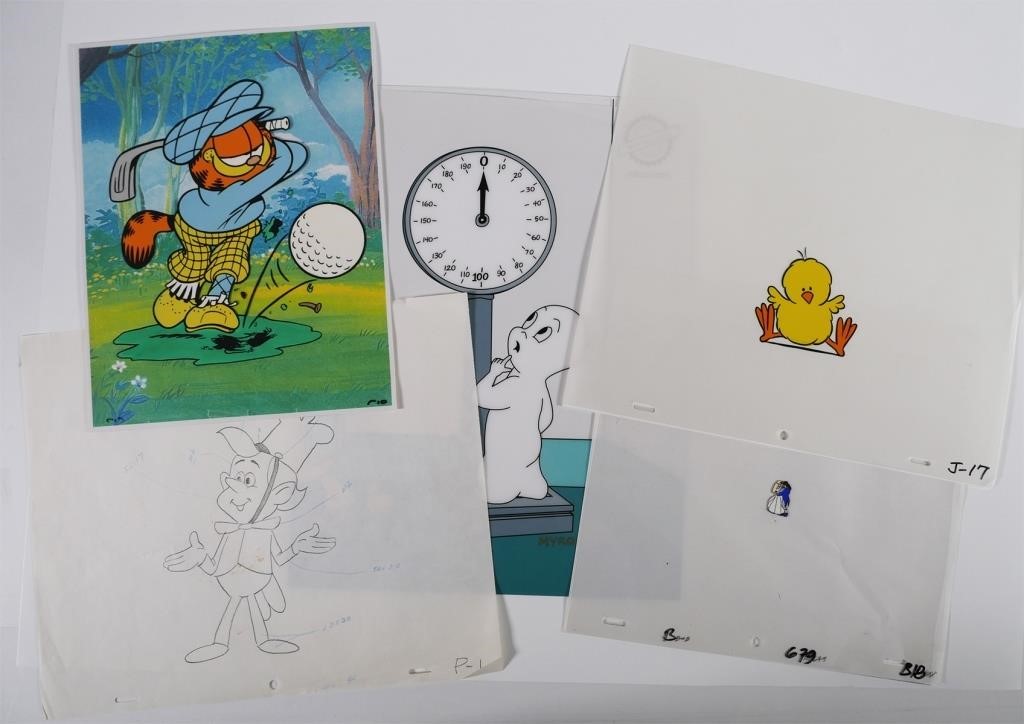 Appraisal: Lot of four animation art cels sketch Hand-painted Garfield cel