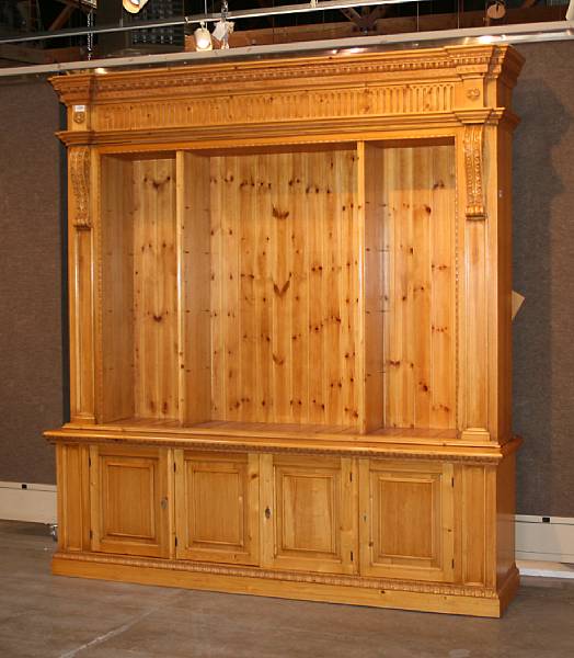 Appraisal: A George III style pine breakfront bookcase Baker Furniture height