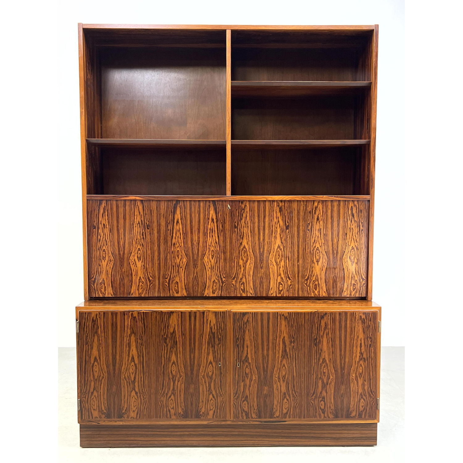 Appraisal: HUNDEVAD Danish Modern Rosewood Credenza Book Case Desk Two Sections