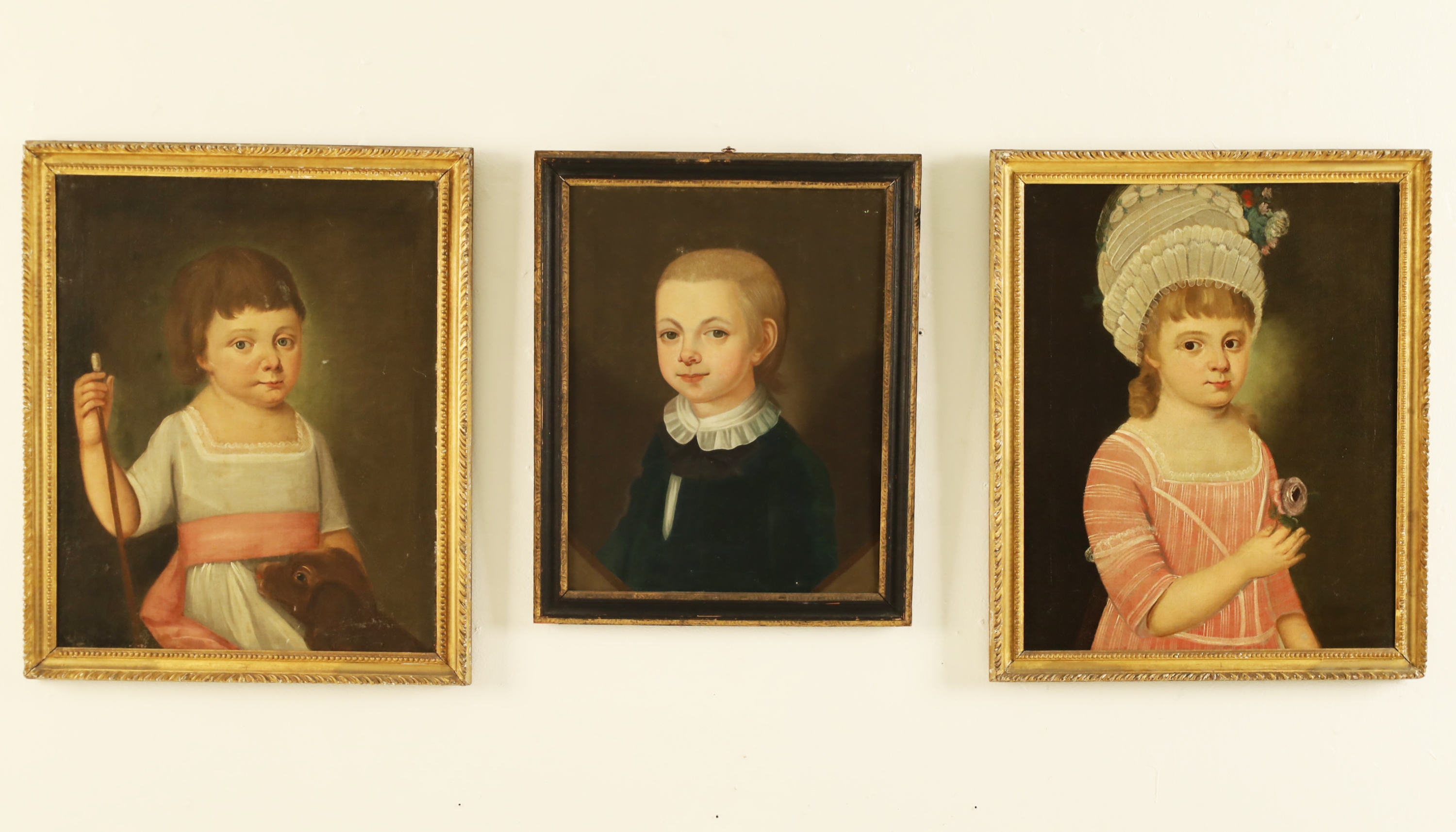 Appraisal: THREE TH C ENGLISH PORTRAITS Group of English oil on