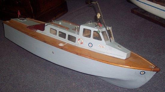 Appraisal: A wooden hulled model SE a RAF launch with spirit