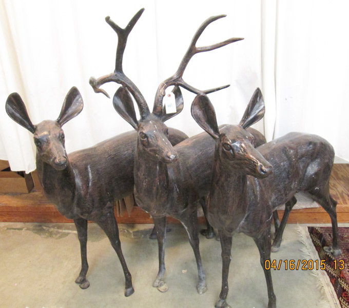 Appraisal: THREE-PIECE METAL SCULPTURE DEER GROUP a buck and two does