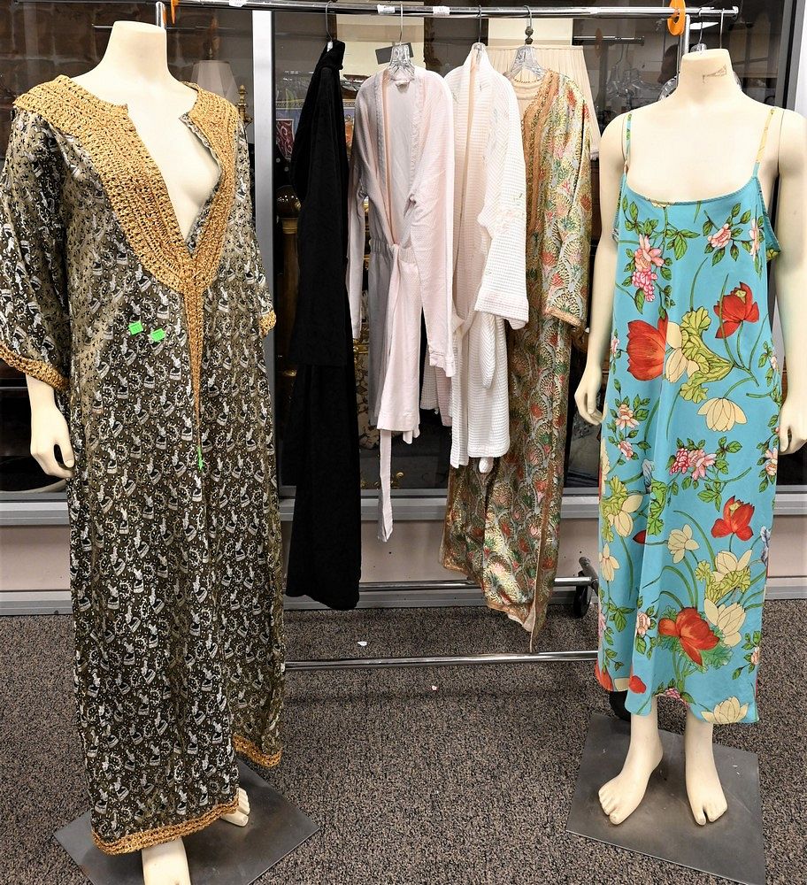 Appraisal: Brocade Hostess Maxis along with sleepwear two vintage brocade metallic