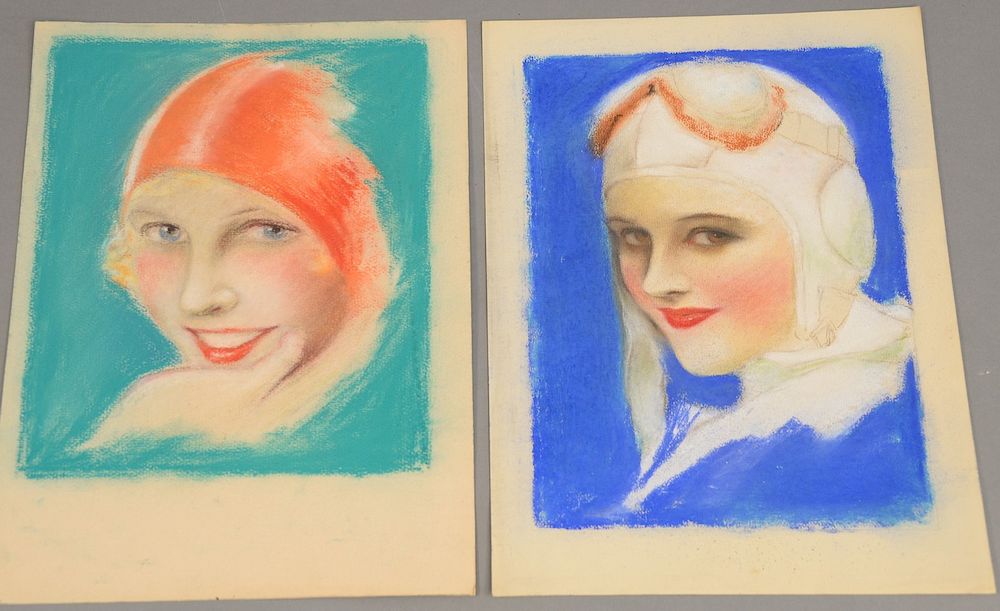 Appraisal: Charles Sheldon - pair of pastel on paper Illustration Glamour