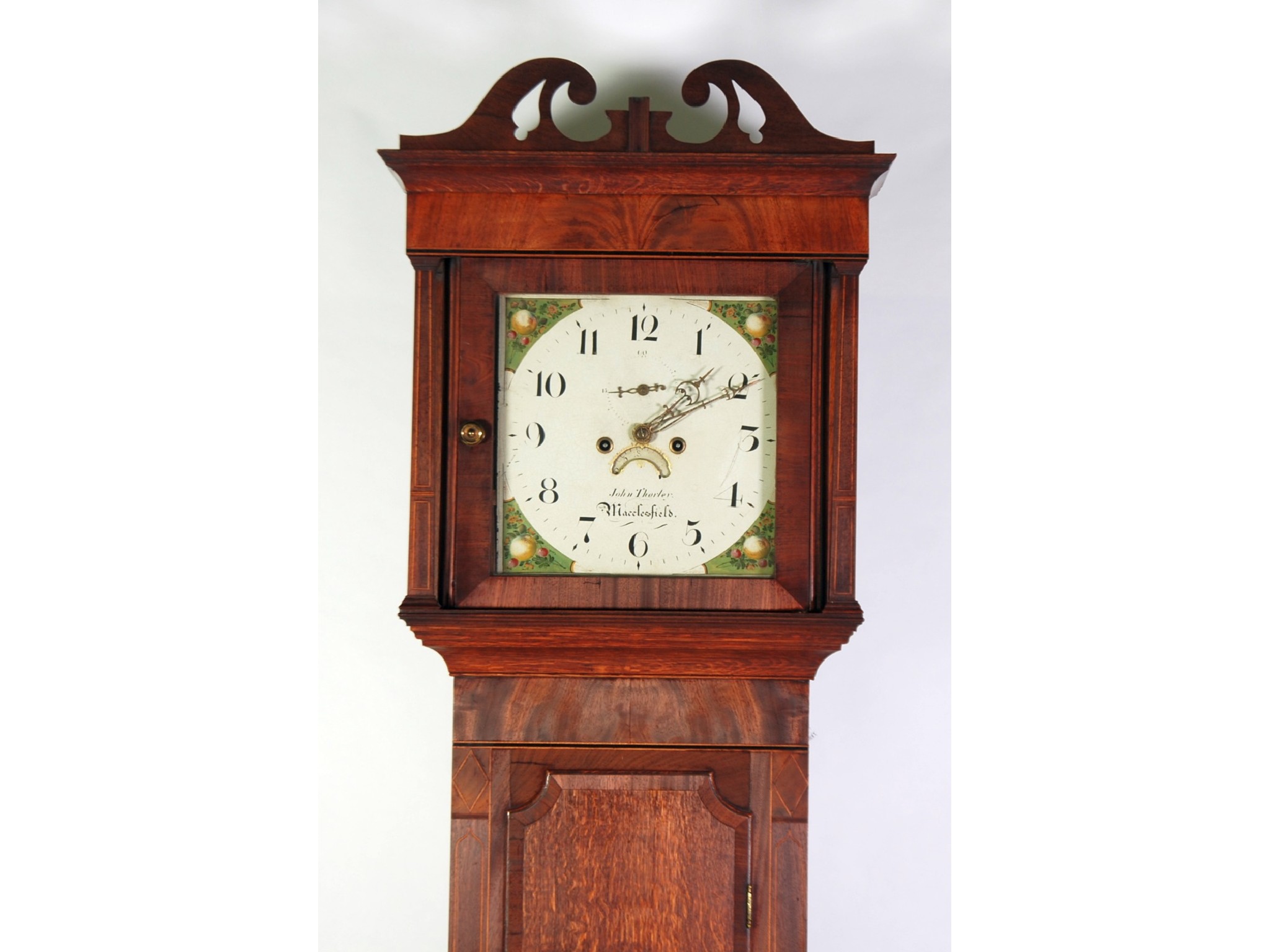 Appraisal: GEORGE III OAK MAHOGANY CROSSBANDED AND LINE INLAID LONGCASE CLOCK