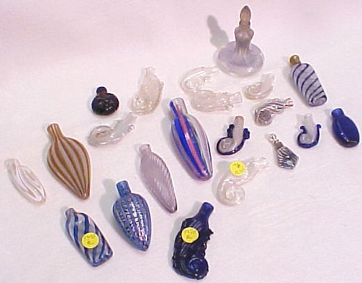 Appraisal: Collection of Venetian glass scent bottles including foiled colorless ribbon