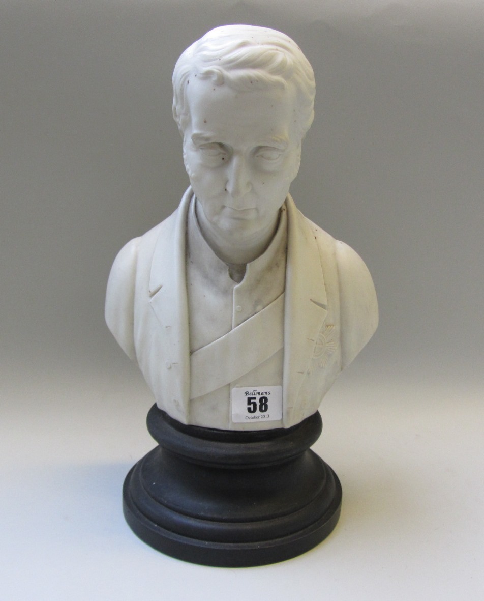 Appraisal: A parian bust of Wellington detailed to the rear 'Published