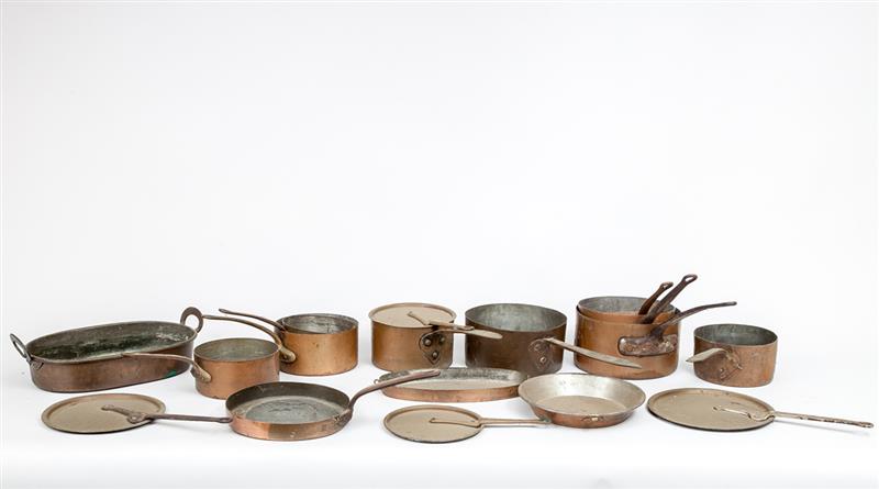 Appraisal: Group of Twelve Copper Cooking Articles Comprising nine sauce pans