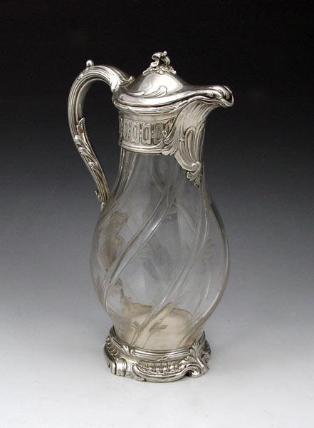 Appraisal: PAUL CANAUX FRENCH SILVER OVERLAY CLARET JUG Turn of the