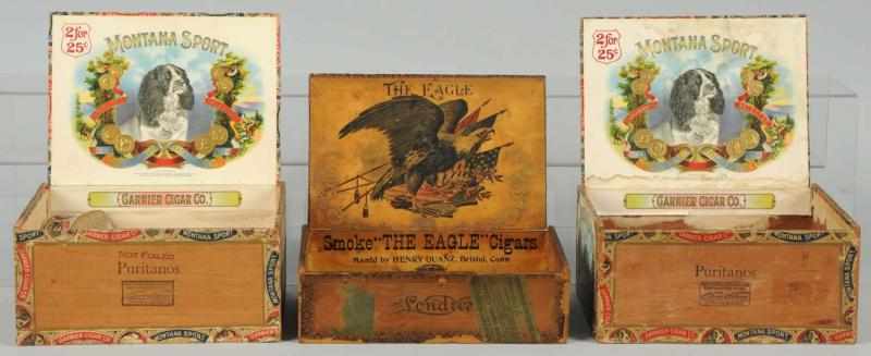 Appraisal: Lot of Dogs Eagle Cigar Boxes Circa s Inner titles