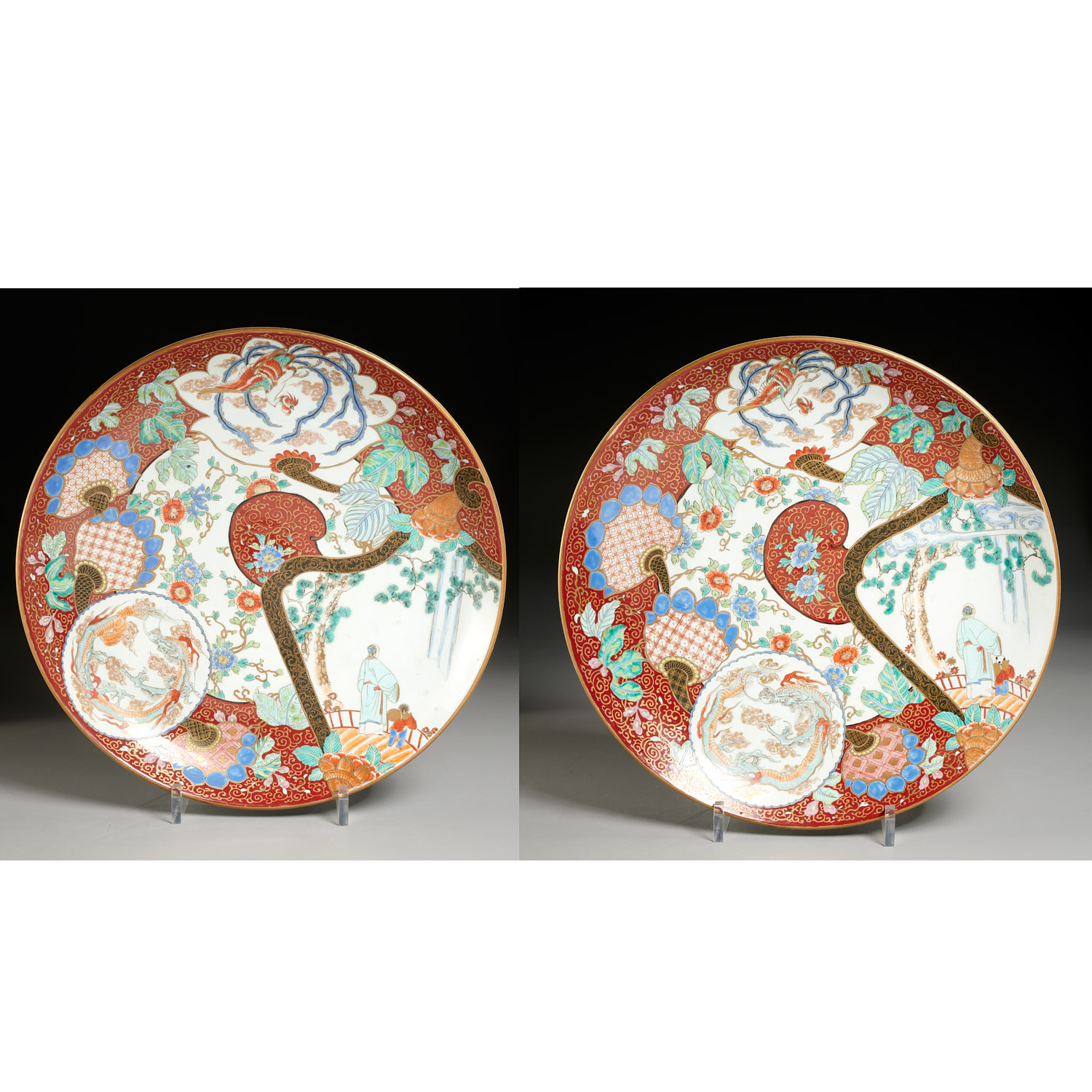 Appraisal: PAIR LARGE ARITA PORCELAIN CHARGERS Meiji Period th th c