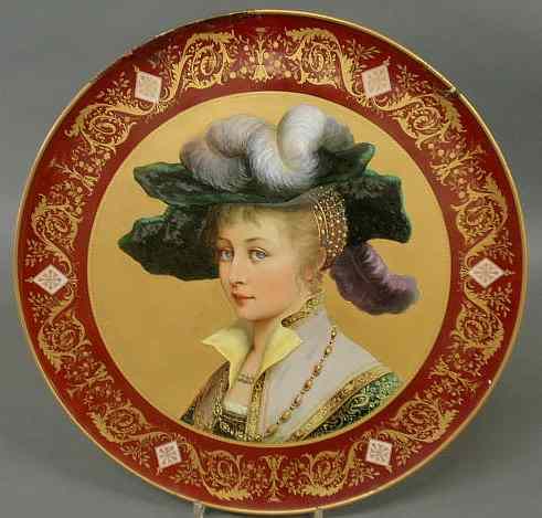 Appraisal: Royal Vienna porcelain charger late th c with center portrait