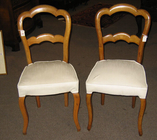 Appraisal: PAIR CONTINENTAL FRUITWOOD SIDECHAIRS Shaped top rails each with a