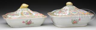 Appraisal: PAIR OF ROSE MEDALLION COVERED VEGETABLE DISHES th century China