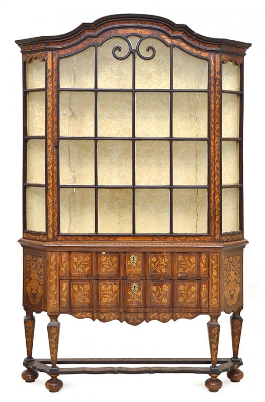 Appraisal: A LATE TH CENTURY DUTCH WALNUT AND MARQUETRY ASTRAGAL GLAZED