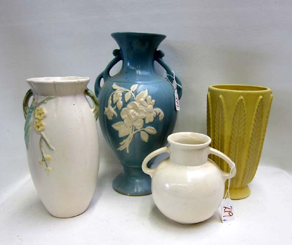 Appraisal: WELLER ART POTTERY VASES four pieces various size shape and