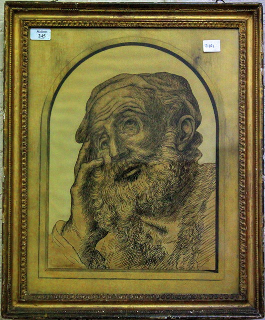 Appraisal: A LATE TH CENTURY NEEDLEWORK PICTURE of St Jerome cm