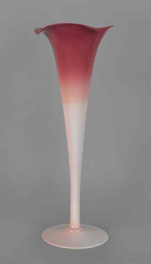 Appraisal: Massive peachblow lily vase h