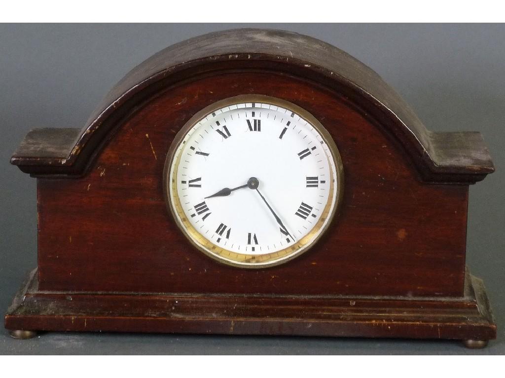 Appraisal: EARLY TH CENTURY MAHOGANY MANTEL CLOCK the enamelled Roman dial