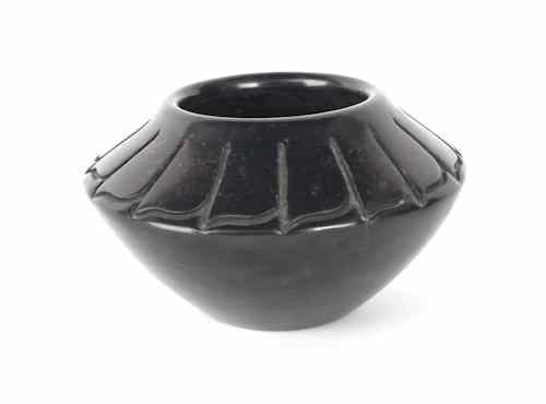 Appraisal: Santa Clara blackware bowl by Toni Roller h dia